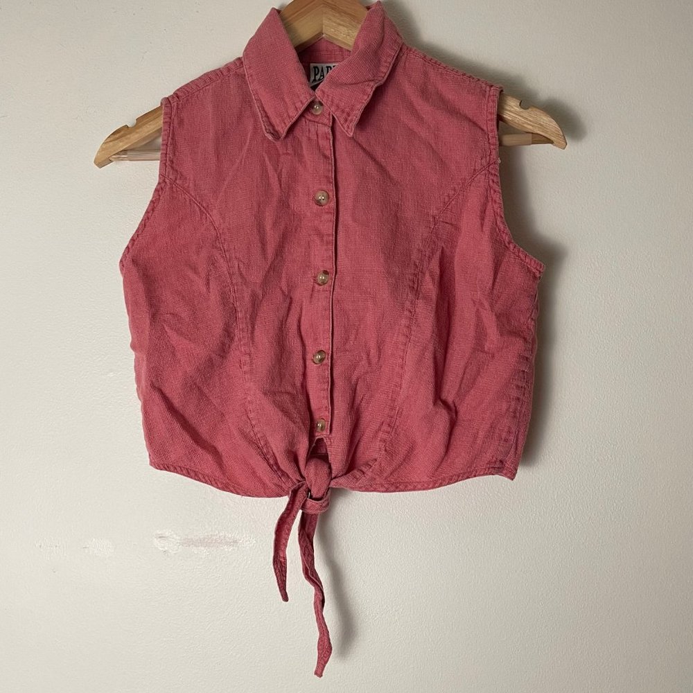 Vintage pink tie front crop top Medium